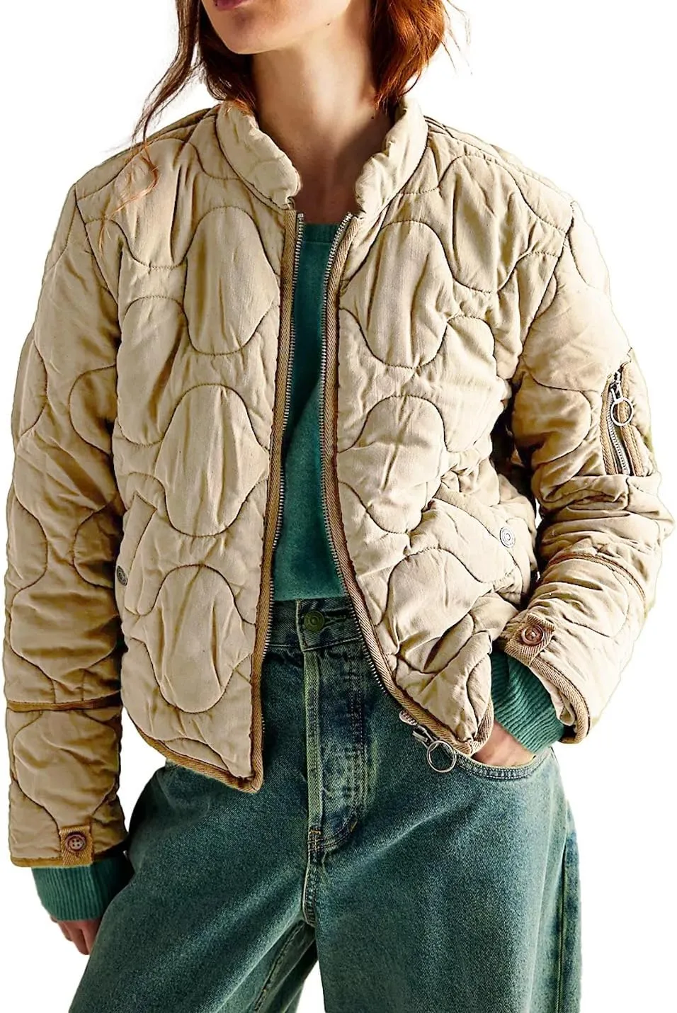 Women's Lightweight Zip Up Outerwear Coat Quilted Jacket Warm Down Puffer Jacket With Pockets