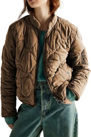 Women's Lightweight Zip Up Outerwear Coat Quilted Jacket Warm Down Puffer Jacket With Pockets