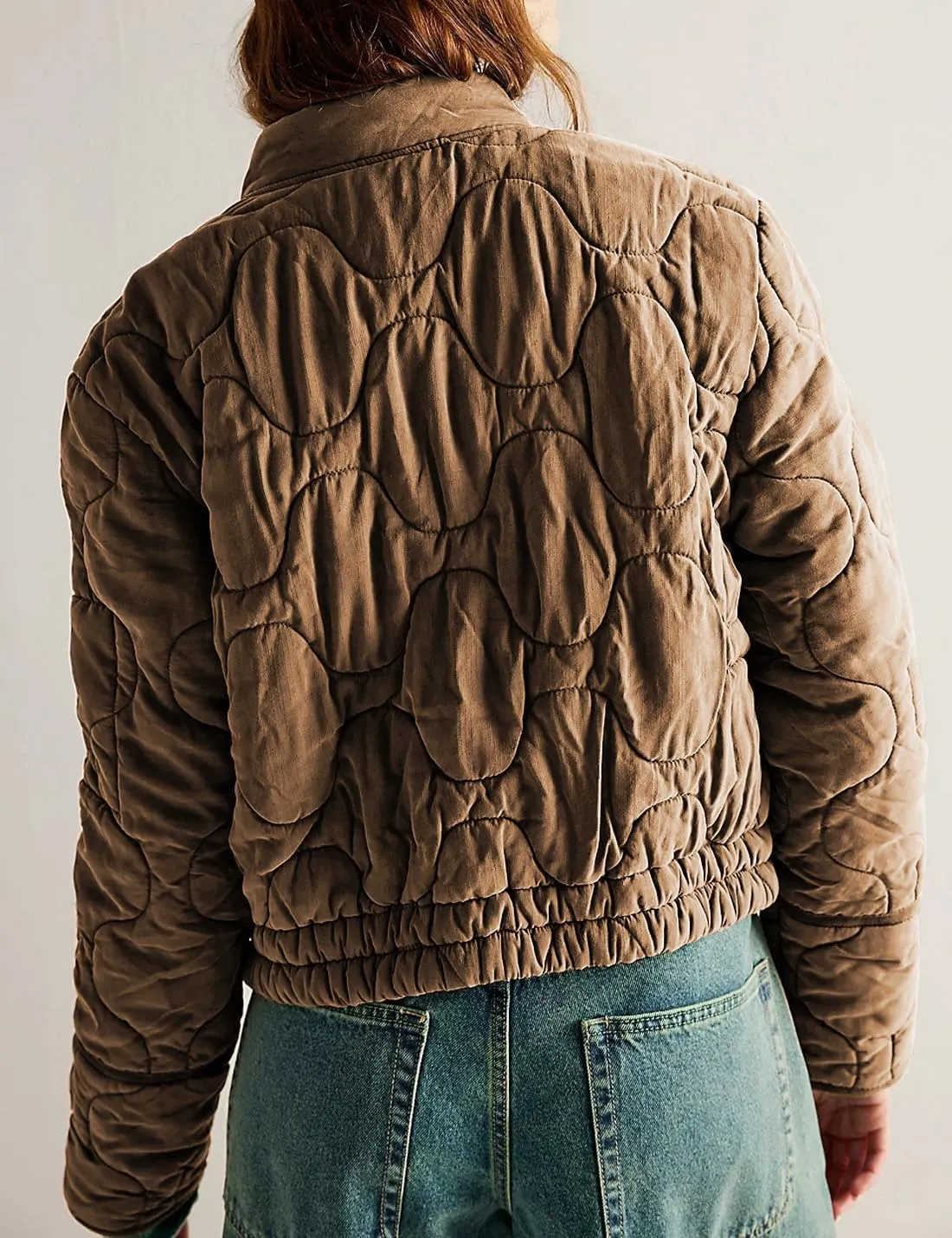 Women's Lightweight Zip Up Outerwear Coat Quilted Jacket Warm Down Puffer Jacket With Pockets