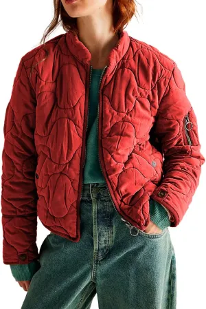Women's Lightweight Zip Up Outerwear Coat Quilted Jacket Warm Down Puffer Jacket With Pockets