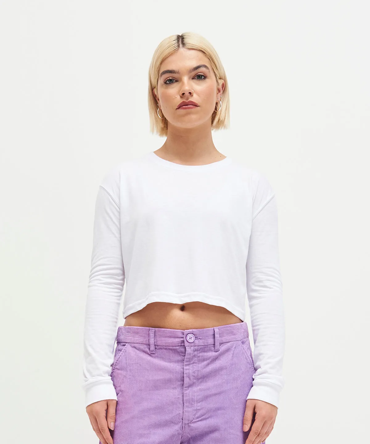 Womens long sleeve cropped T | Dusty Pink