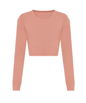 Womens long sleeve cropped T | Dusty Pink