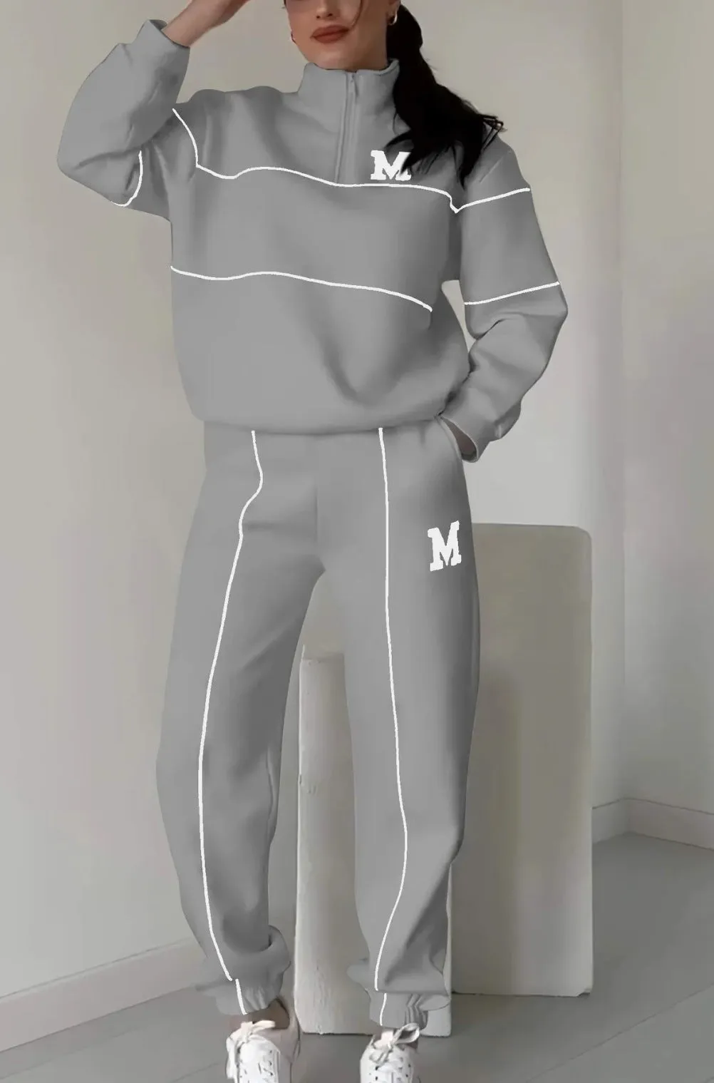 Women's Long-Sleeve Sweater Sports Suit – Comfortable and Stylish Two-Piece Activewear
