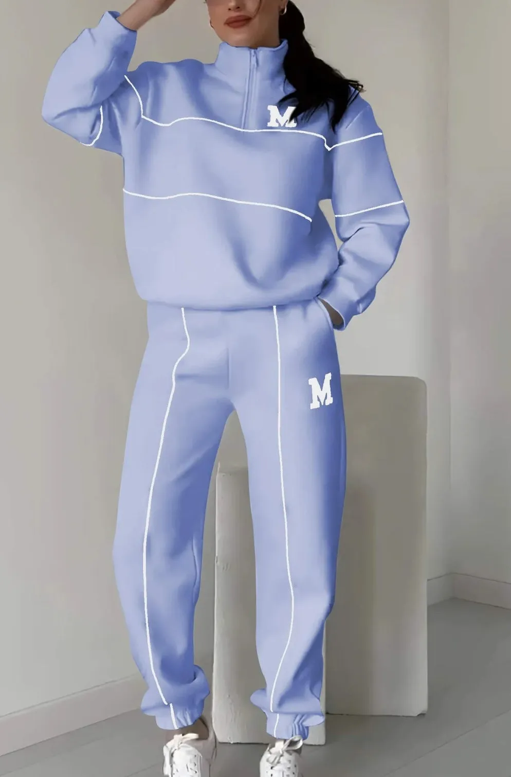 Women's Long-Sleeve Sweater Sports Suit – Comfortable and Stylish Two-Piece Activewear