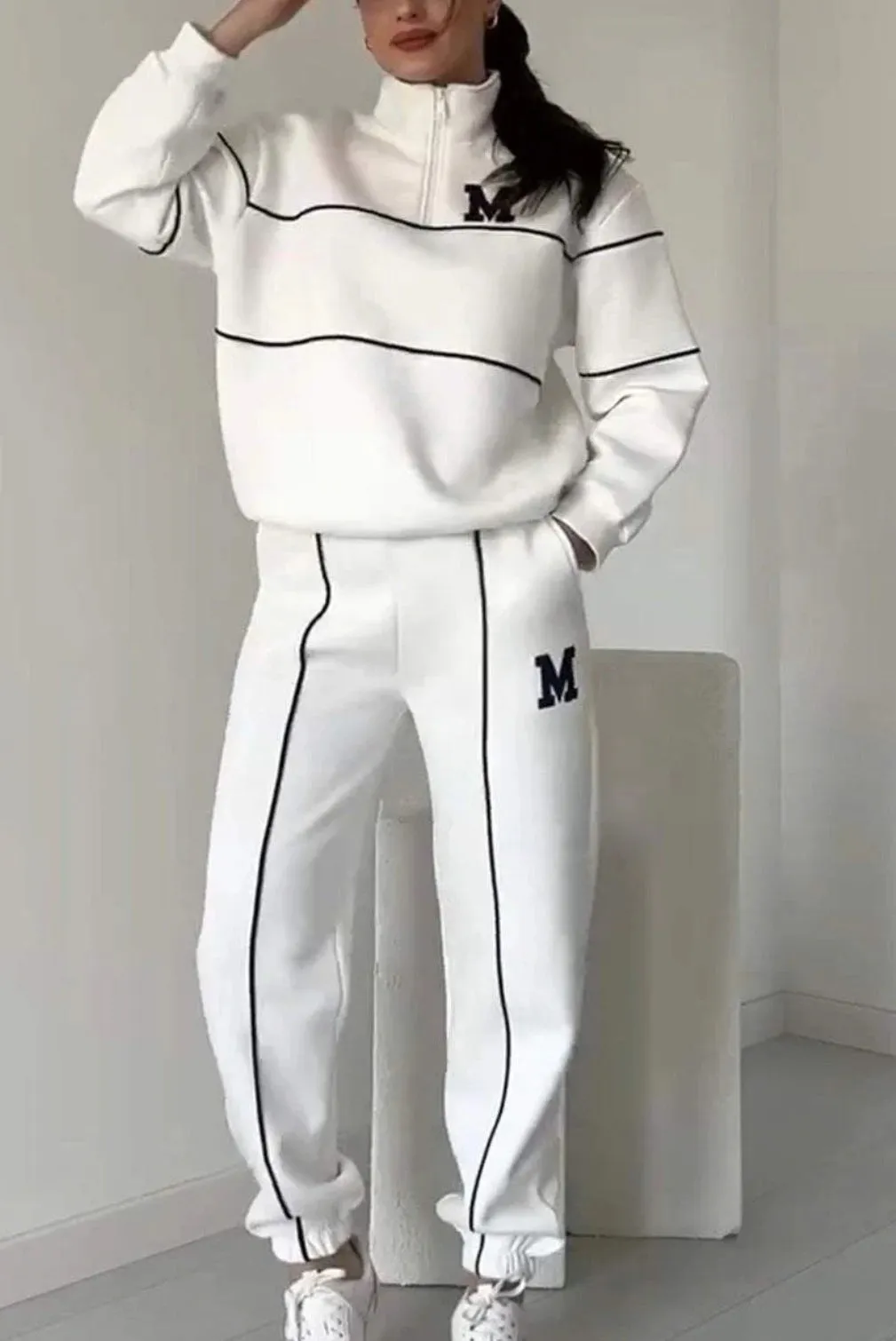 Women's Long-Sleeve Sweater Sports Suit – Comfortable and Stylish Two-Piece Activewear