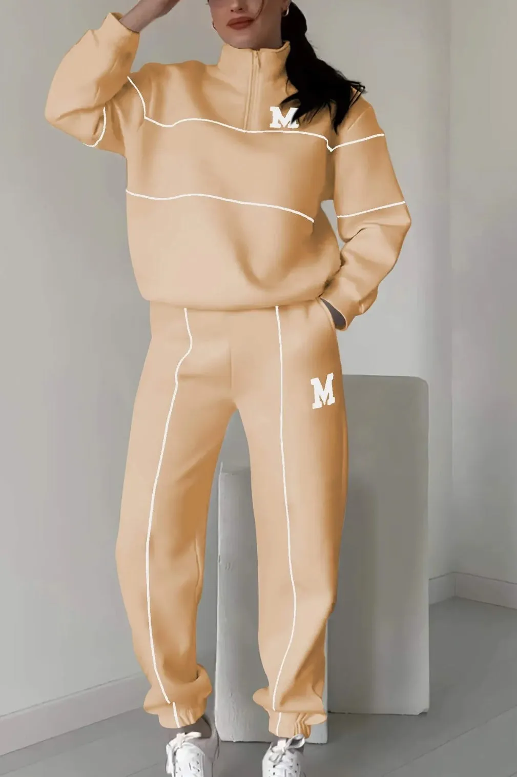 Women's Long-Sleeve Sweater Sports Suit – Comfortable and Stylish Two-Piece Activewear