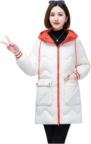 Women's Long Winter Jacket Down Cotton Coats Cotton Padded Puffer Parka Coat Hooded Outwear Thicken Warm Jacket
