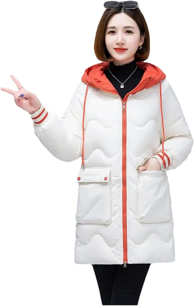 Women's Long Winter Jacket Down Cotton Coats Cotton Padded Puffer Parka Coat Hooded Outwear Thicken Warm Jacket