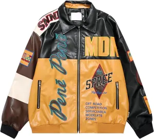 Women's Men's Faux Leather Jacket Varsity Jacket for Woman Motorcycle Bomber Jacket Coat 2024