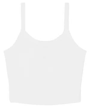 Womens micro rib spaghetti strap tank | Solid White Blend