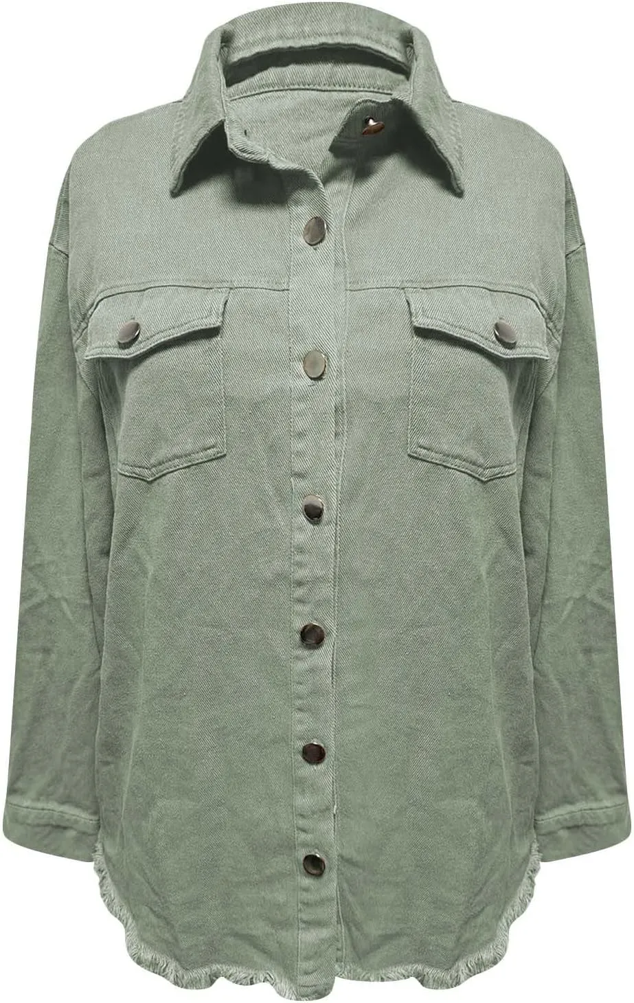 Womens Oversized Denim Jacket Lightweight Button Down Long Jean Jacket with Pockets Casual Distresse Jacket Coats