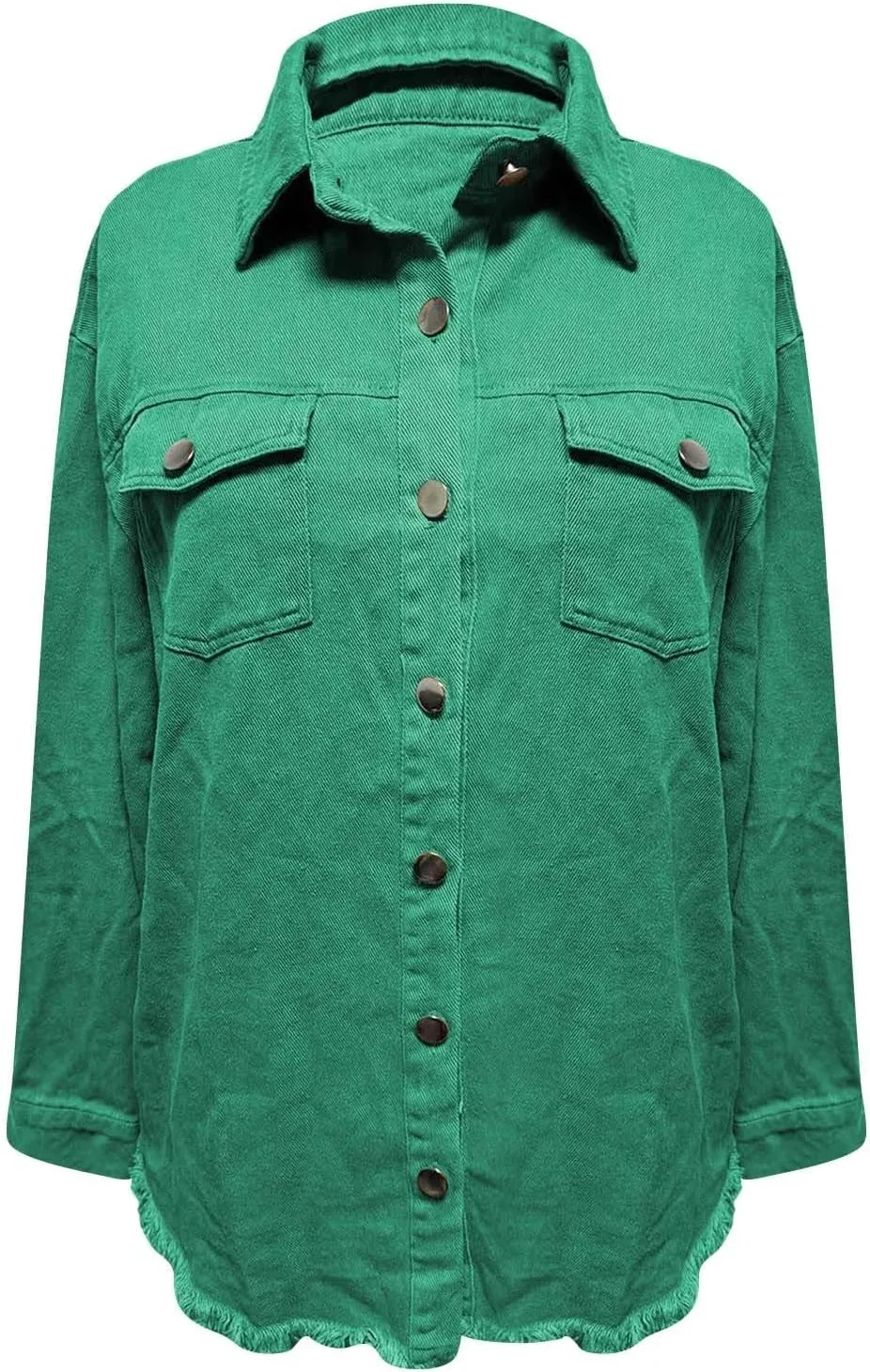 Womens Oversized Denim Jacket Lightweight Button Down Long Jean Jacket with Pockets Casual Distresse Jacket Coats