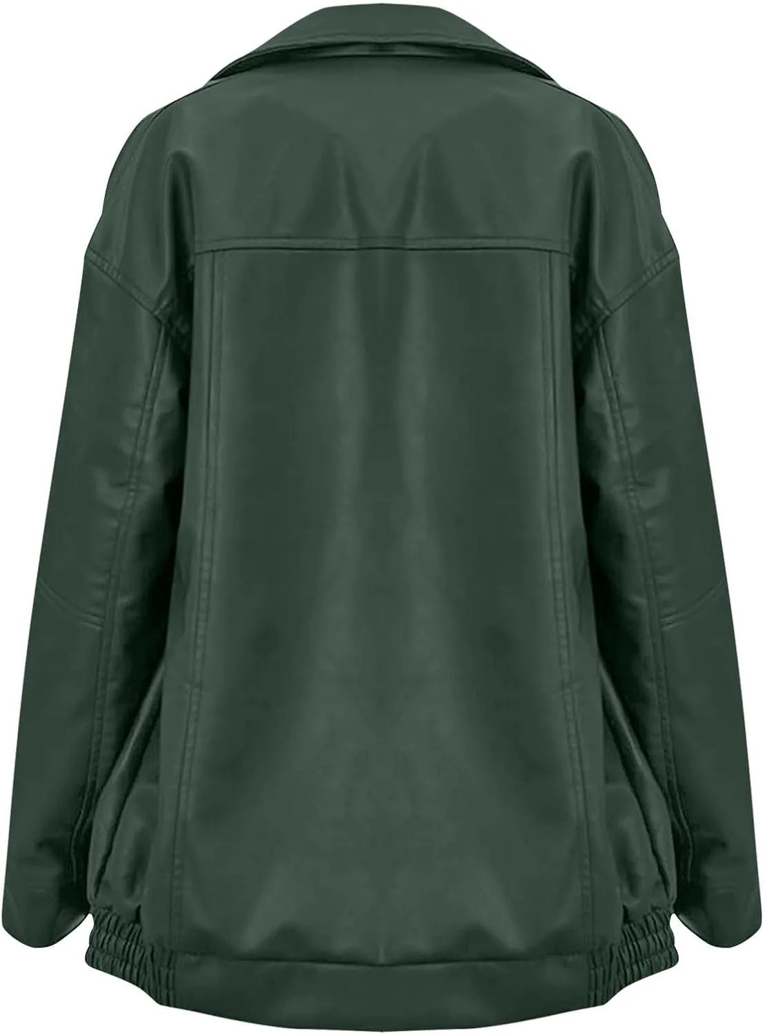 Womens Oversized Faux Leather Jacket Full Zip Up Long Sleeve Casual Motorcycle Outwear Faux Suede Bomber Jackets