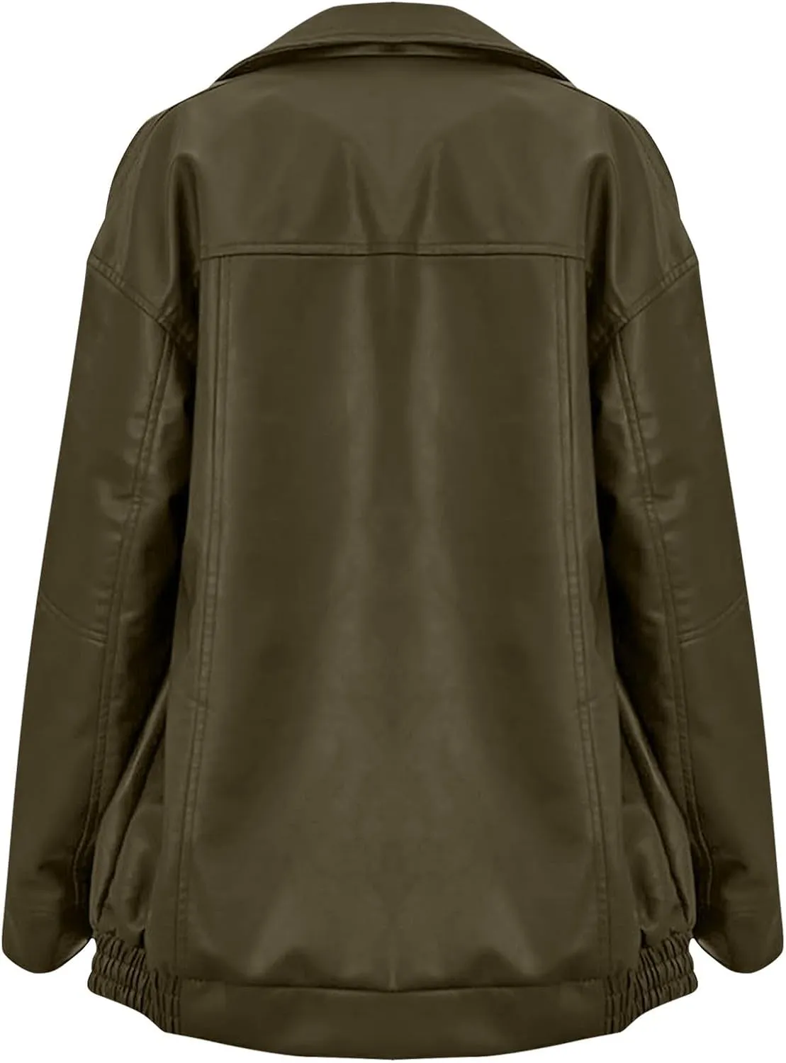 Womens Oversized Faux Leather Jacket Full Zip Up Long Sleeve Casual Motorcycle Outwear Faux Suede Bomber Jackets