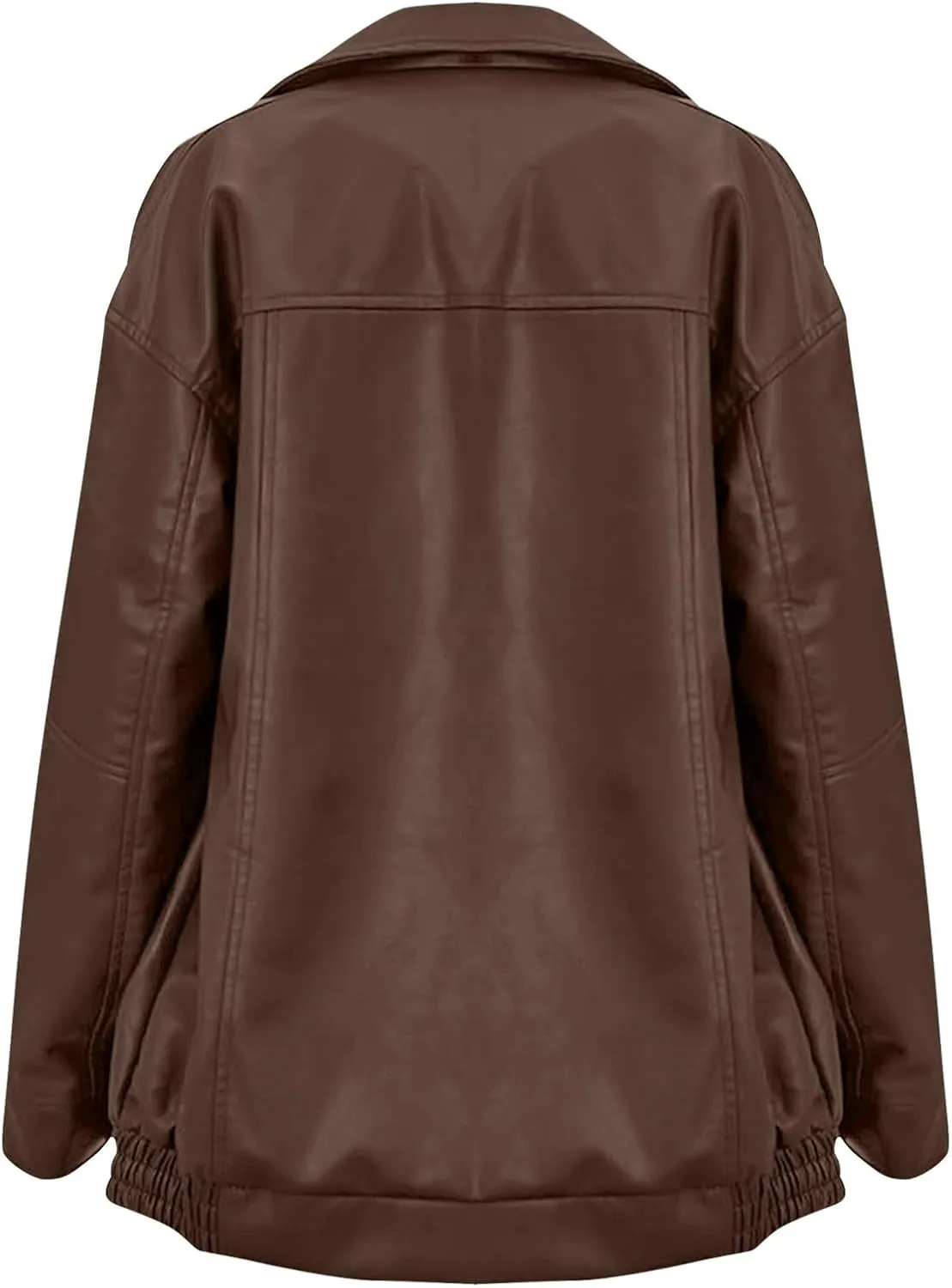 Womens Oversized Faux Leather Jacket Full Zip Up Long Sleeve Casual Motorcycle Outwear Faux Suede Bomber Jackets