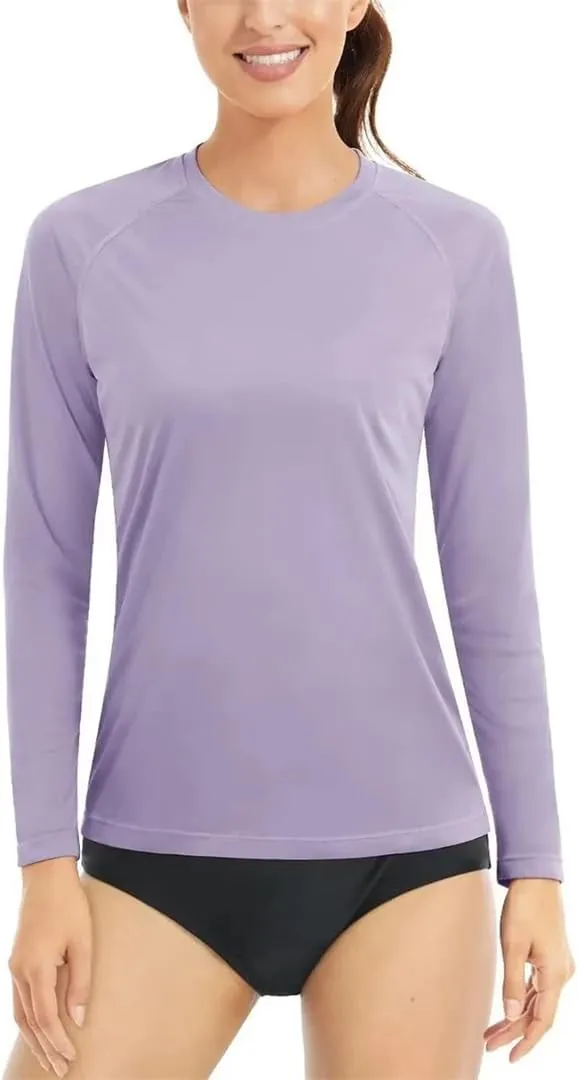 Women's Protection Long Sleeve Rash Guard Quick Dry Lightweight Workout Swim Top Tee Shirts