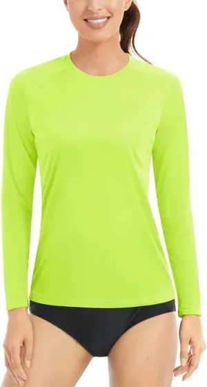 Women's Protection Long Sleeve Rash Guard Quick Dry Lightweight Workout Swim Top Tee Shirts