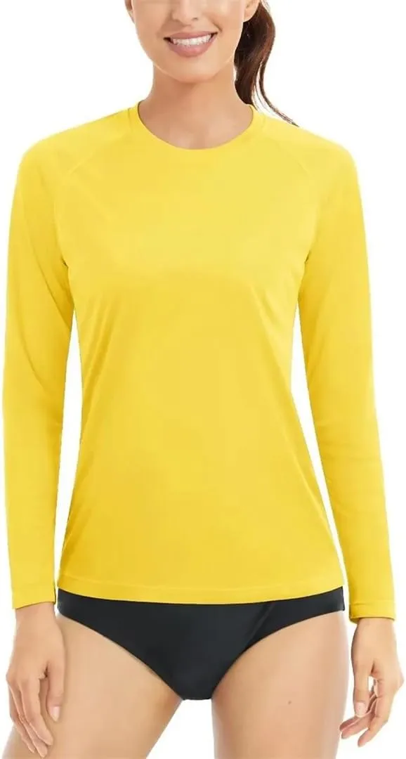 Women's Protection Long Sleeve Rash Guard Quick Dry Lightweight Workout Swim Top Tee Shirts