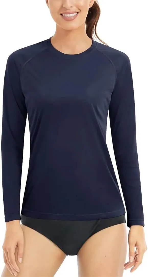Women's Protection Long Sleeve Rash Guard Quick Dry Lightweight Workout Swim Top Tee Shirts