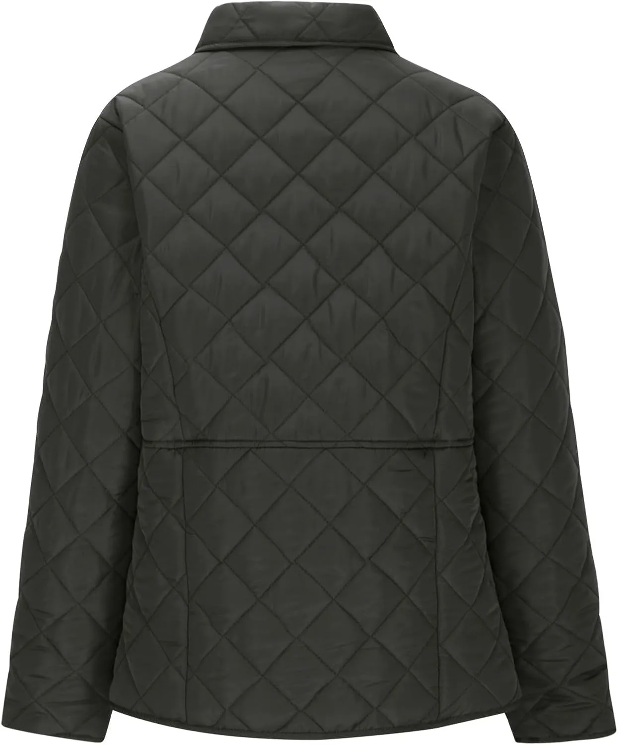 Women's Puffer Jacket Long Sleeve Button Down Lapel Quilted Coats Casual Lightweight Outwear Jacket With Pockets