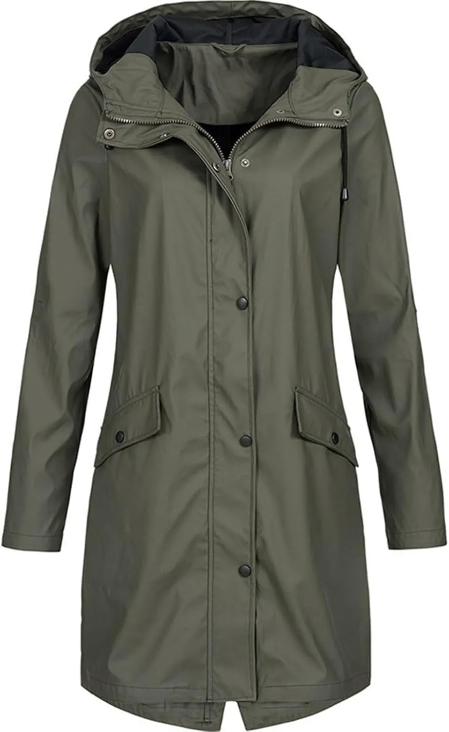 Womens Rain Jacket Waterproof Outdoor Rain Coats Lightweight Active Raincoat Windbreaker Long Hooded Trench Coat