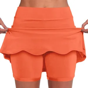 Womens Skorts with Pockets Summer Tummy Control Solid Yoga Shorts High Waist Baggy Casual Loose Fit Plus Size Skirt