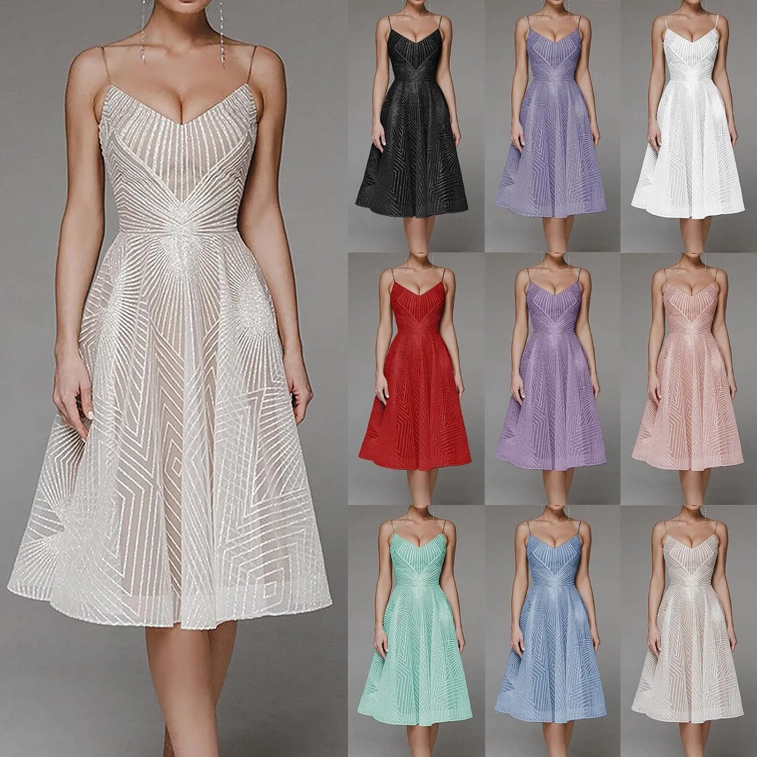 Women's Spaghetti Strap Evening Gowns Dresses Solid Color Tulle Prom Gown Dress Off Shoulder Cocktail Party Dress