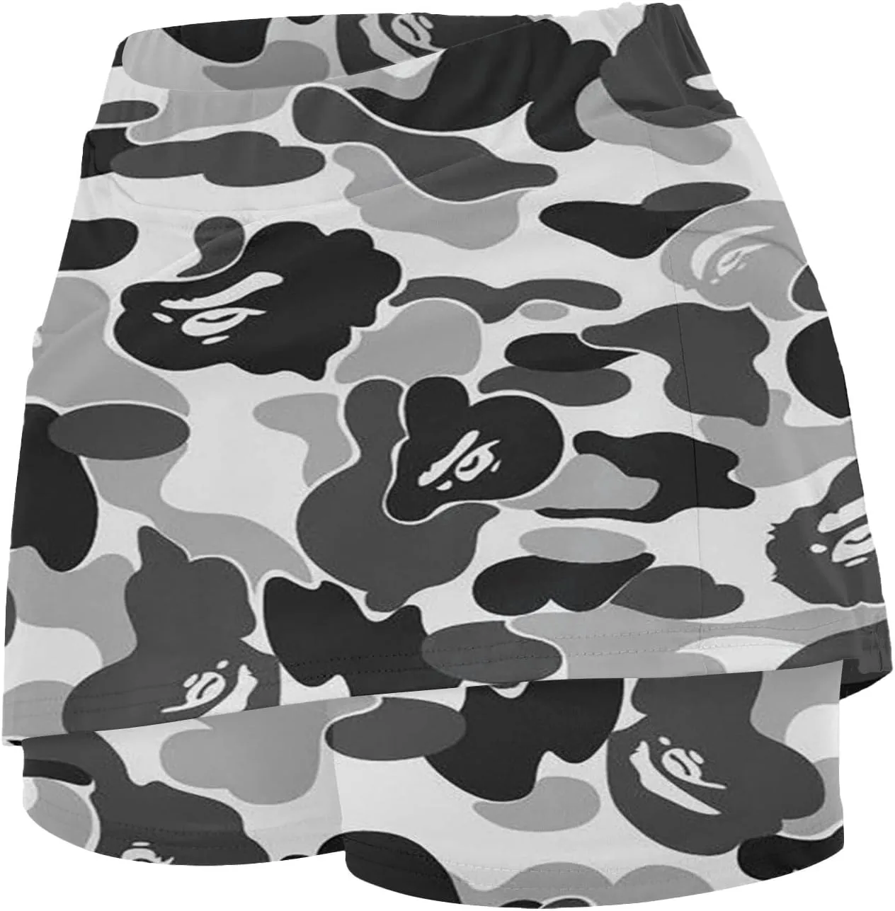 Womens Summer Mini Skirts Active Workout Running Tennis Skort 2024 Plus Size Golf Camouflage Printed 2 in 1 Shorts Activewear