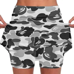 Womens Summer Mini Skirts Active Workout Running Tennis Skort 2024 Plus Size Golf Camouflage Printed 2 in 1 Shorts Activewear