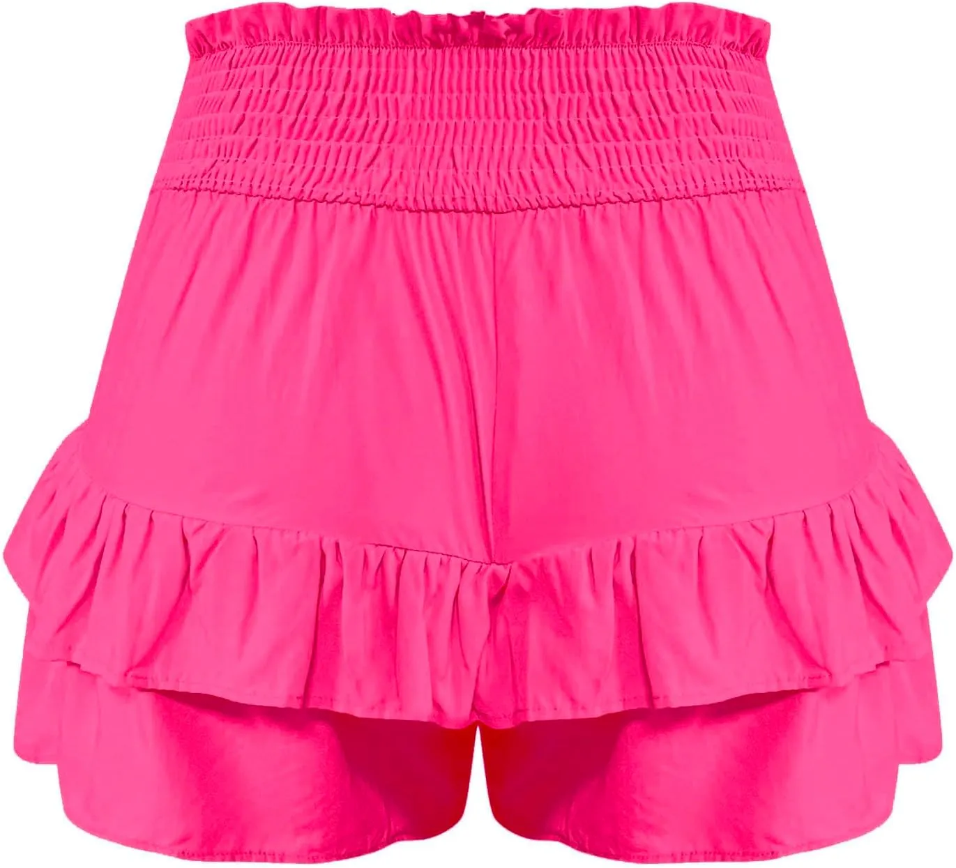 Womens Summer Skorts Flowy Mini Skirts High Waist Ruffle Tiered Skorts Casual Boho Beach Skirts Built-in Shorts