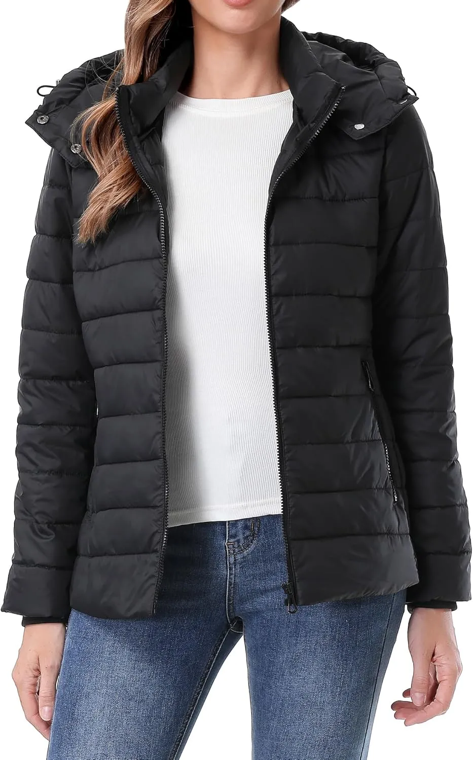 Women's Waterproof Puffer Jacket Quilted Warm Winter Coat Ultra Light Weight Short Down Jacket