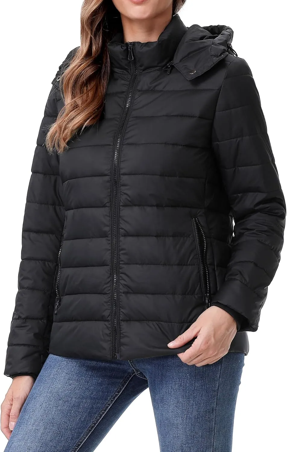Women's Waterproof Puffer Jacket Quilted Warm Winter Coat Ultra Light Weight Short Down Jacket