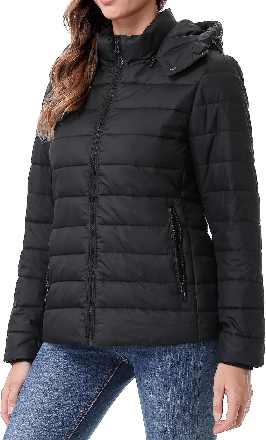 Women's Waterproof Puffer Jacket Quilted Warm Winter Coat Ultra Light Weight Short Down Jacket
