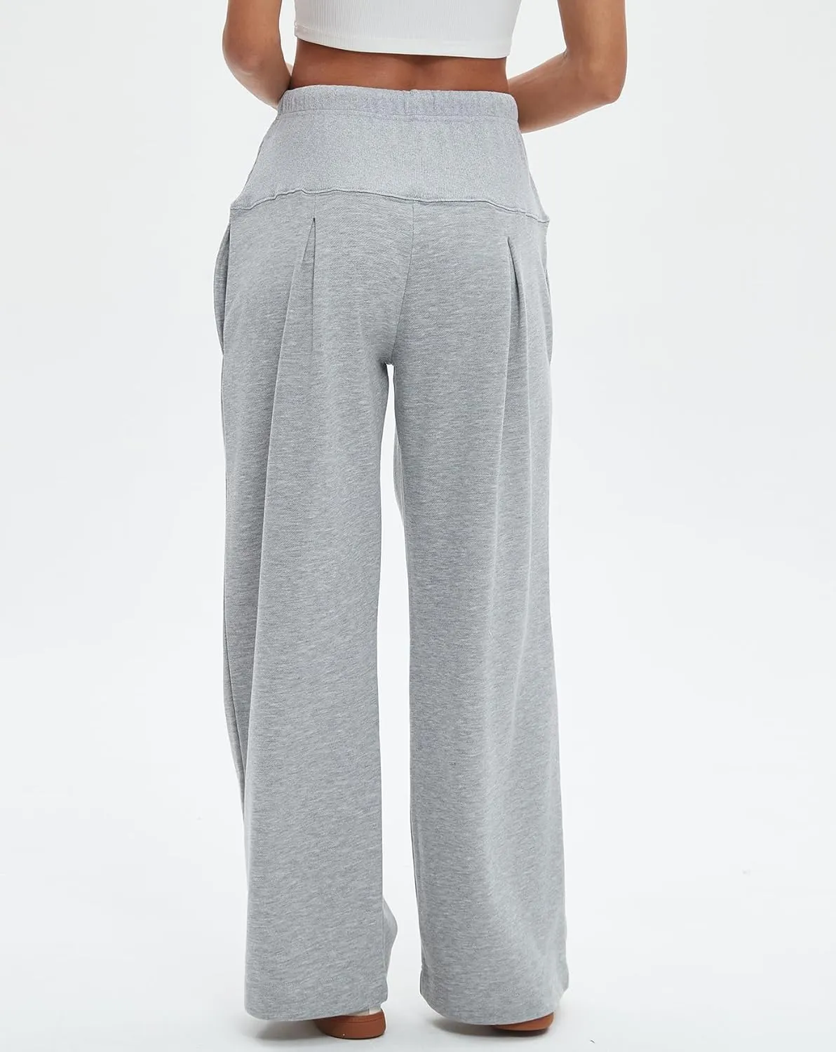 Womens Wide Leg Sweatpants Drawstring Elastic High Waisted Casual Loose Baggy Lounge Trousers with Pockets