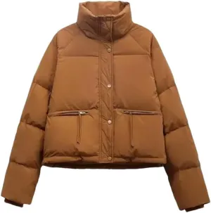 Women's Winter Jacket Stand Collar Bakery Coat Short Down Cotton Parka Jacket Women Cotton-Padded Coat