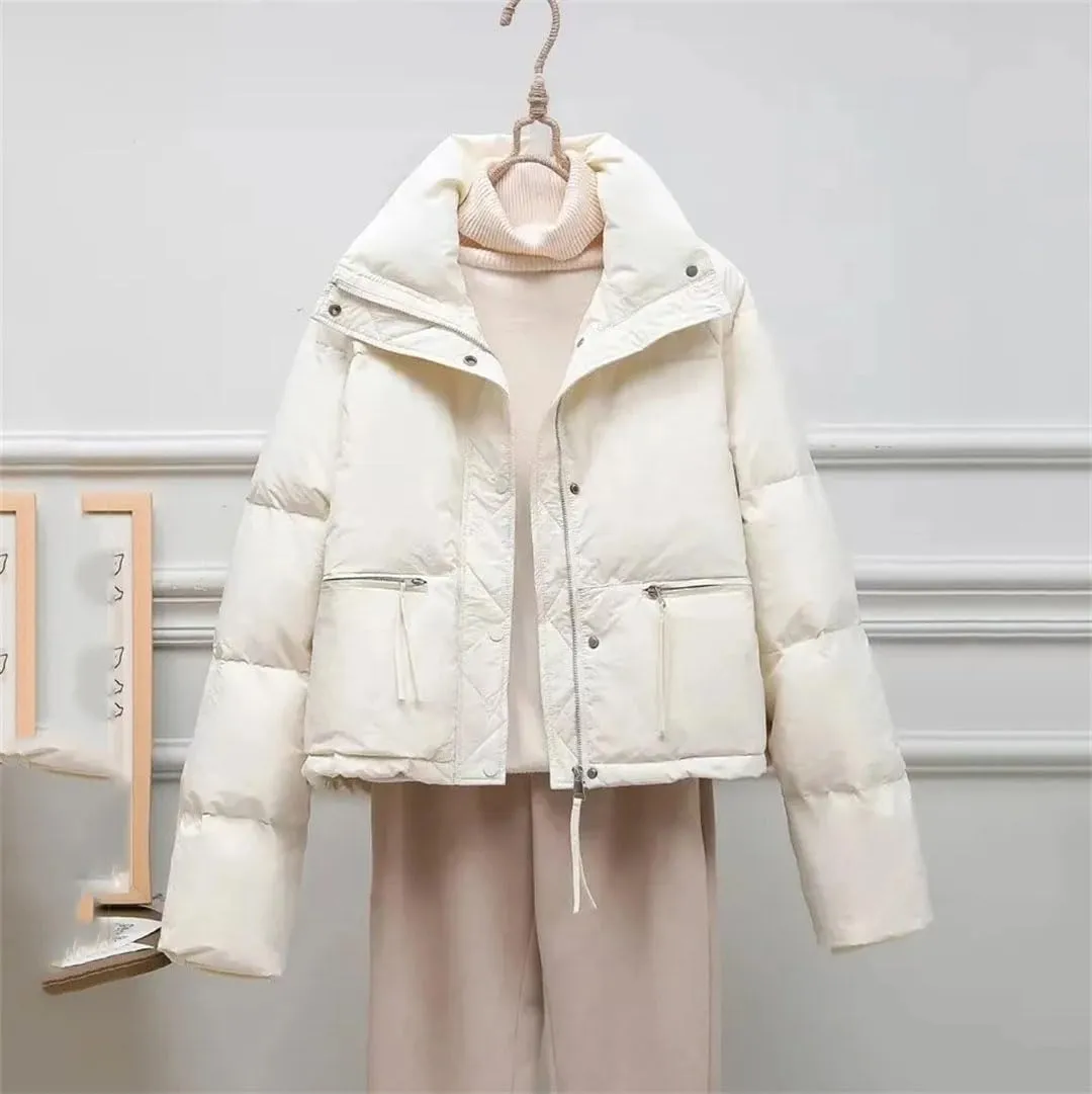 Women's Winter Jacket Stand Collar Bakery Coat Short Down Cotton Parka Jacket Women Cotton-Padded Coat