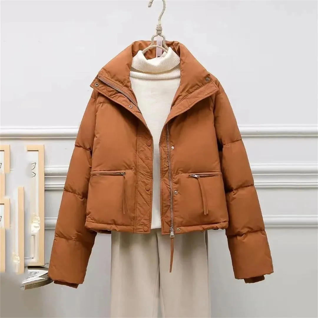 Women's Winter Jacket Stand Collar Bakery Coat Short Down Cotton Parka Jacket Women Cotton-Padded Coat