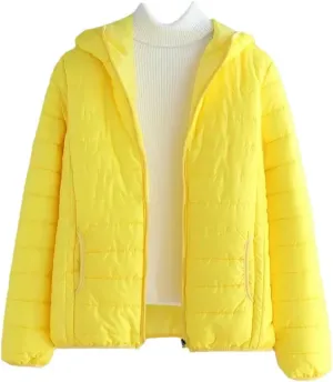 Women's Winter Thin Warm Cotton Coat Short Solid Color Student Outwear Hooded Down Cotton Jacket Padded Puffer Parkas