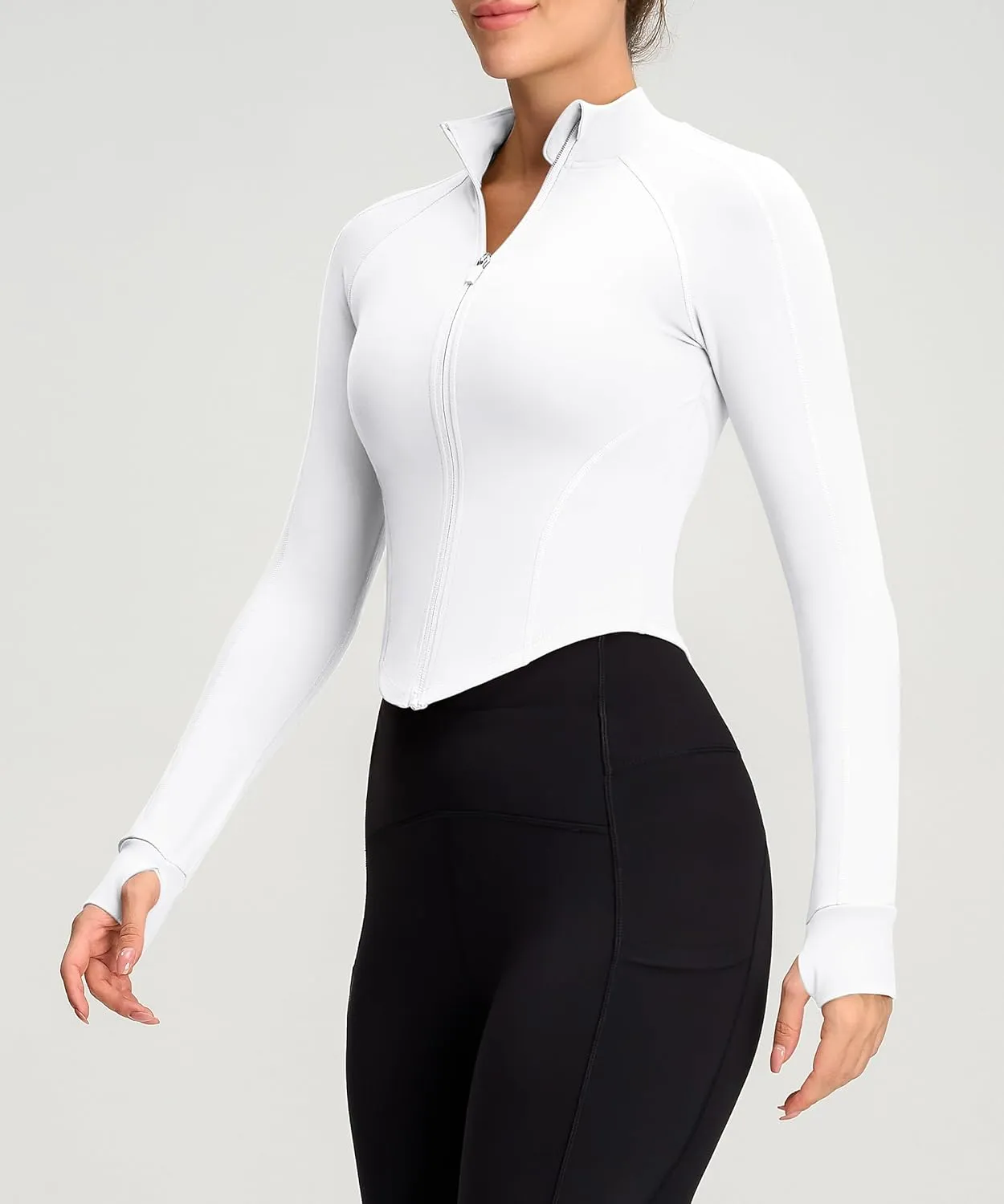 Womens Zip Up Bbl Jacket Lightweight Cropped Athletic Jacket Track Gym Workout Jackets for Running Yoga Hiking