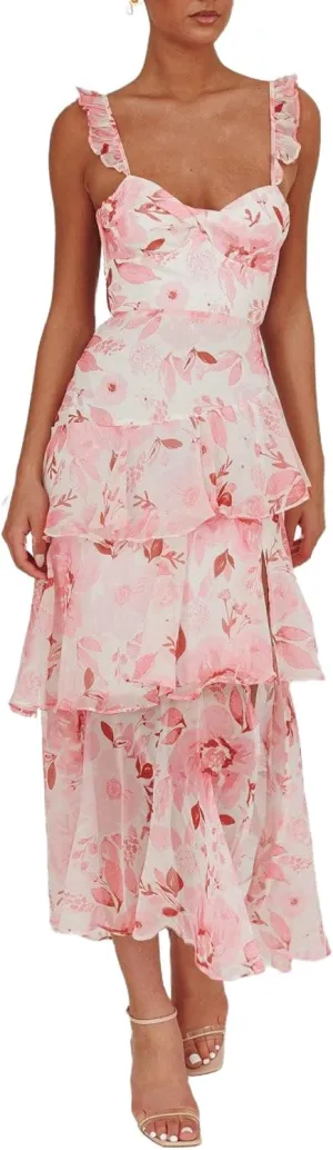 Y2k Women Boho Floral Maxi Dress Flower Ruffle Sexy Backless Sleeveless Flowy Tiered Long Sundress Summer Party