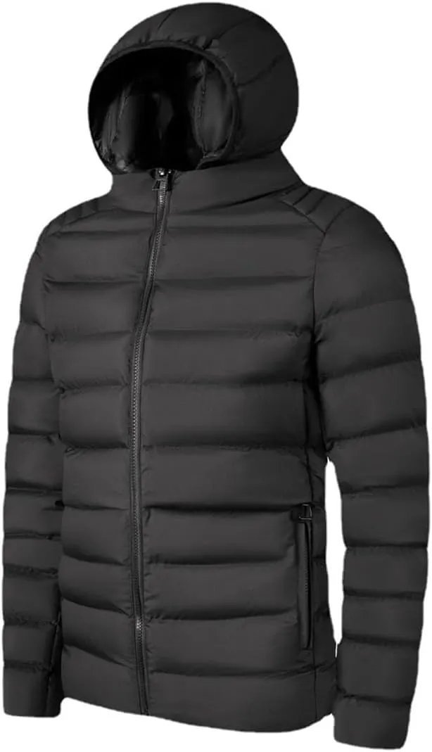 Yeuyyben Fashion Casual Thick Warm Men's Winter Outwear Cotton-Padded Jacket Solid Color Hooded Coat Pockets Men's