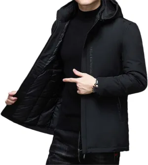 Yeuyyben Hooded Windbreaker Parkas Winter Zipper Male Casual Cotton Padded Coat Outwear Thick Youth Oversized Jacket