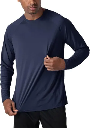 Yiqinyuan Men's T-Shirts Summer Long Sleeve Performance Quick Dry Breathable Hiking T-Shirts Navy