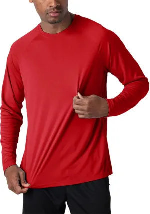 Yiqinyuan Men's T-Shirts Summer Long Sleeve Performance Quick Dry Breathable Hiking T-Shirts Tomato Red