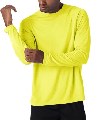 Yiqinyuan Men's T-Shirts Summer Long Sleeve Performance Quick Dry Breathable Hiking T-Shirts Yellow