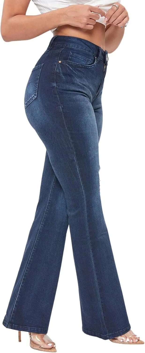 YMI Women's Junior Classic High Rise Flare Jean-Regular Inseam