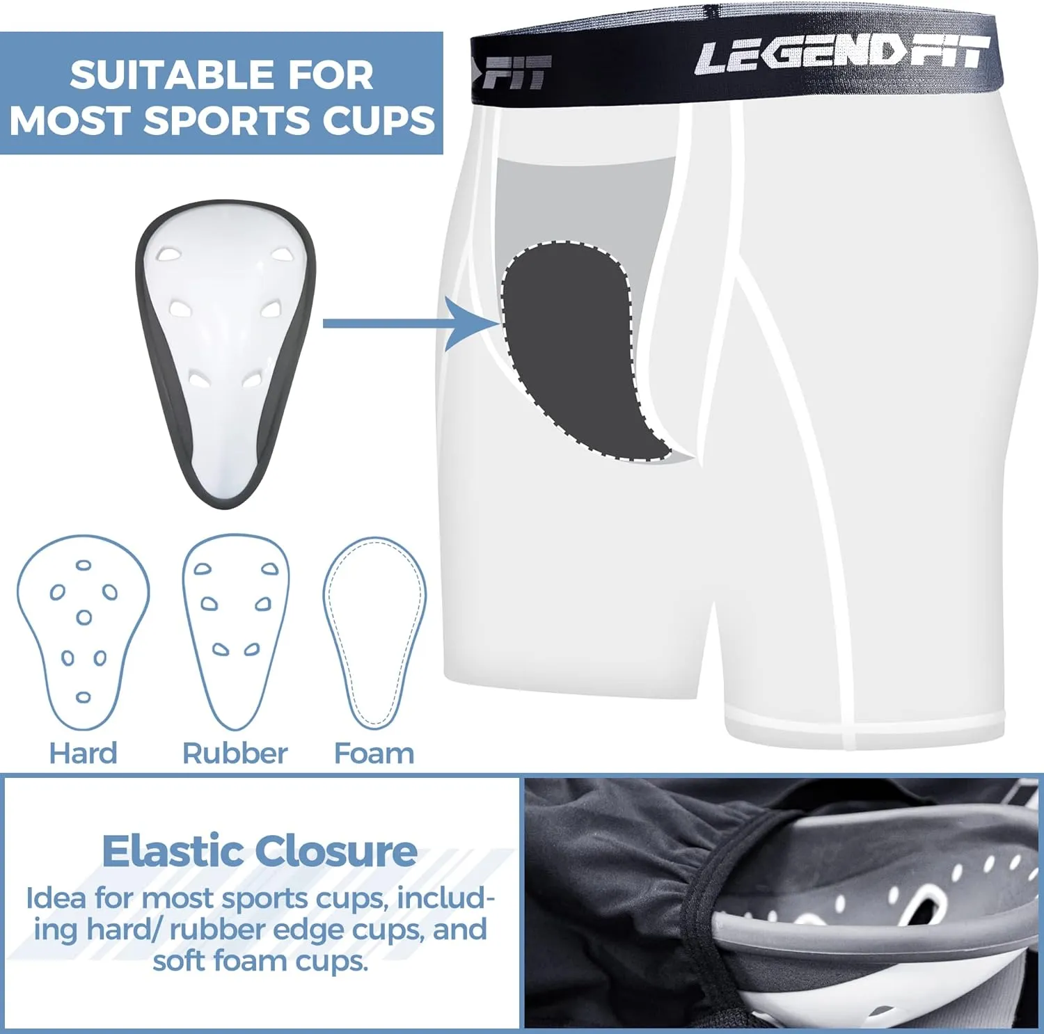Youth Boys Baseball Compression Underwear w/Cup Pocket(NO Cup) Protective Athletic Shorts Football - 2 Pack