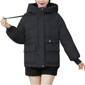 YRAETENM Womens Puffer Jacket Warm Long Zip up Hooded down Coats Heavyweight Quilted Coat Winter Outerwear with Pockets