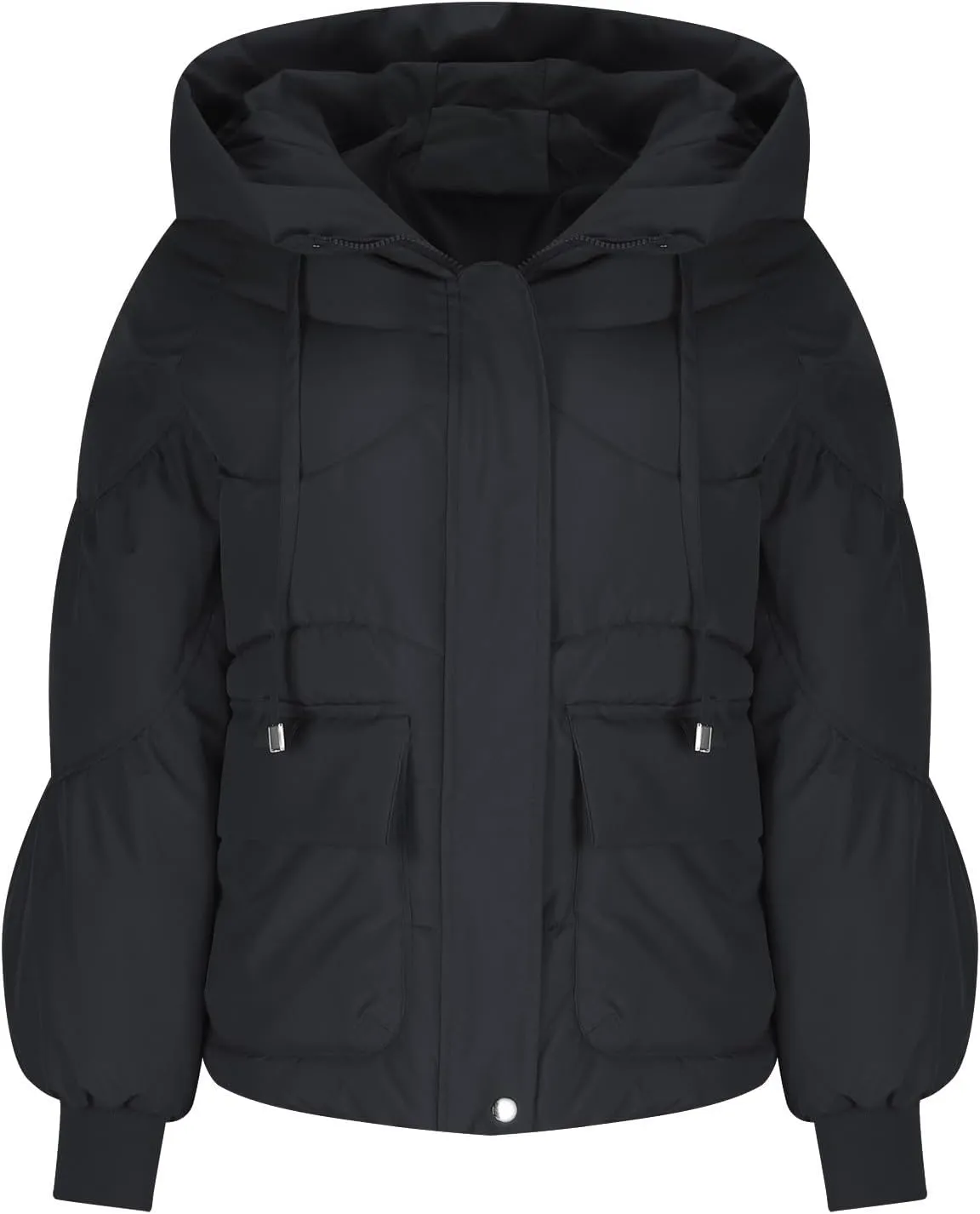 YRAETENM Womens Puffer Jacket Warm Long Zip up Hooded down Coats Heavyweight Quilted Coat Winter Outerwear with Pockets