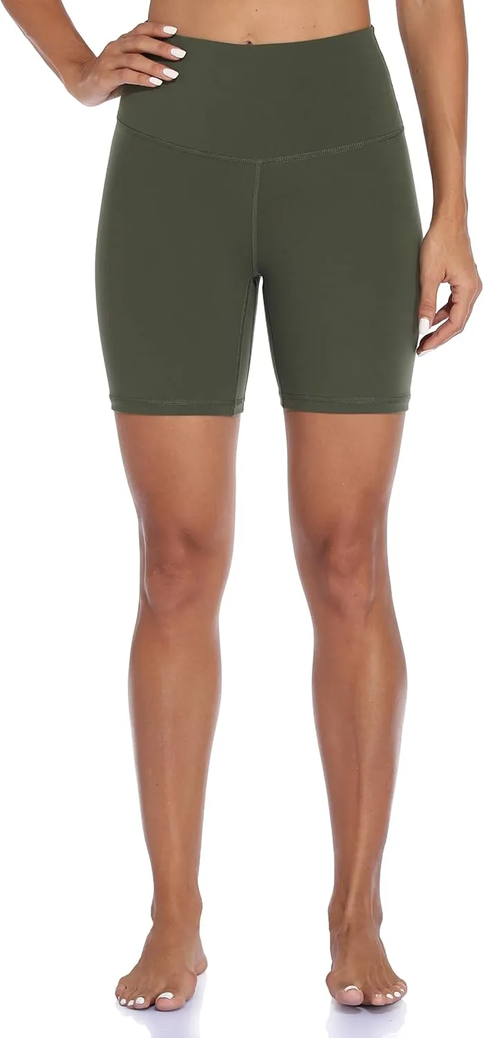YUNOGA Women Biker Shorts 6 Inches - High Waisted Tummy Control Workout Athletic Exercise Spandex Yoga Shorts